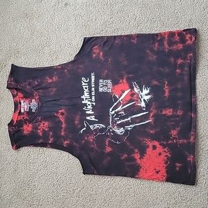 womans black and red dyed, nightmare on elm Street tank top